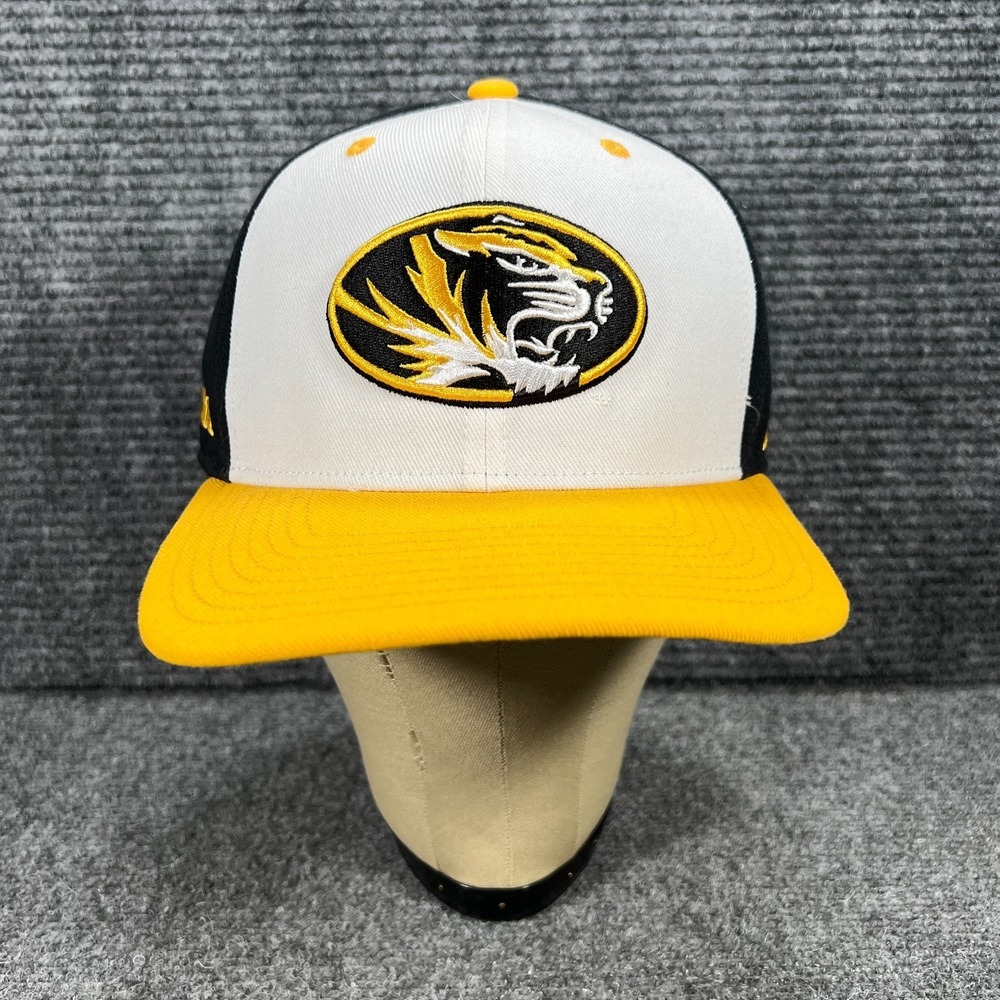 Missouri Tigers Mizzou Hat Cap Mens Medium Large Snap Back White Black SEC